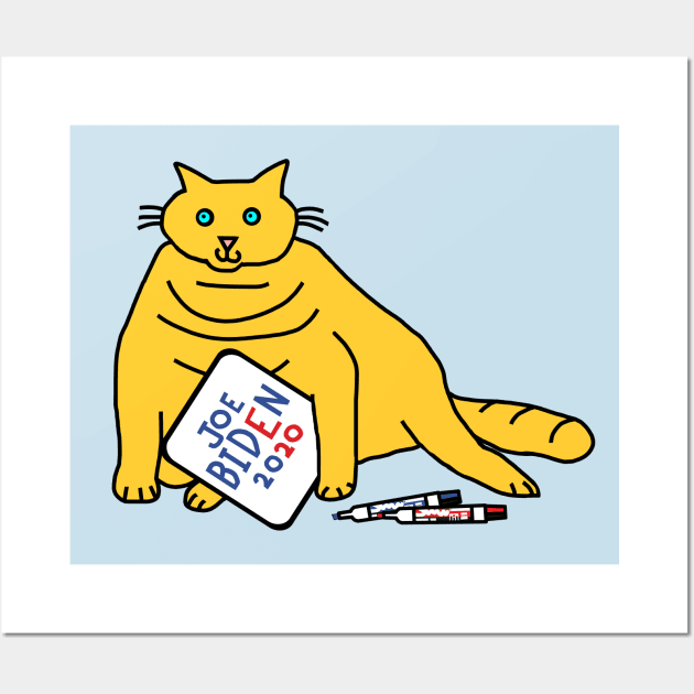 Chonky Cat with Joe Biden Sign Wall Art by ellenhenryart